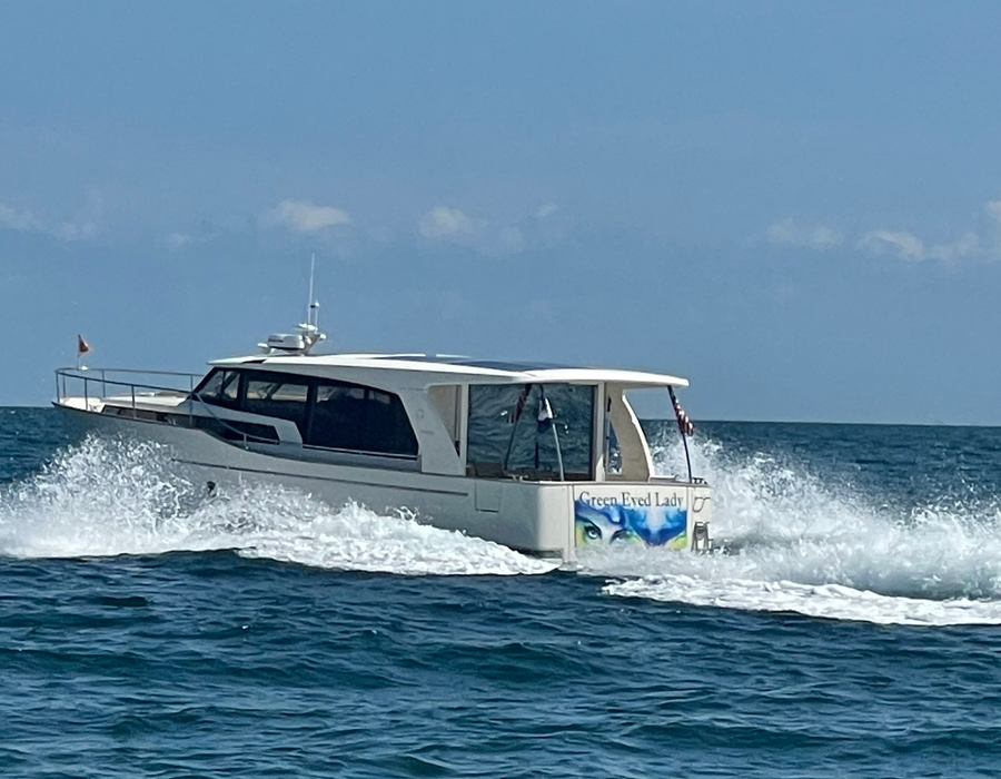 The Green Eyed Lady — a 40' European-built hybrid yacht on Naples Bay